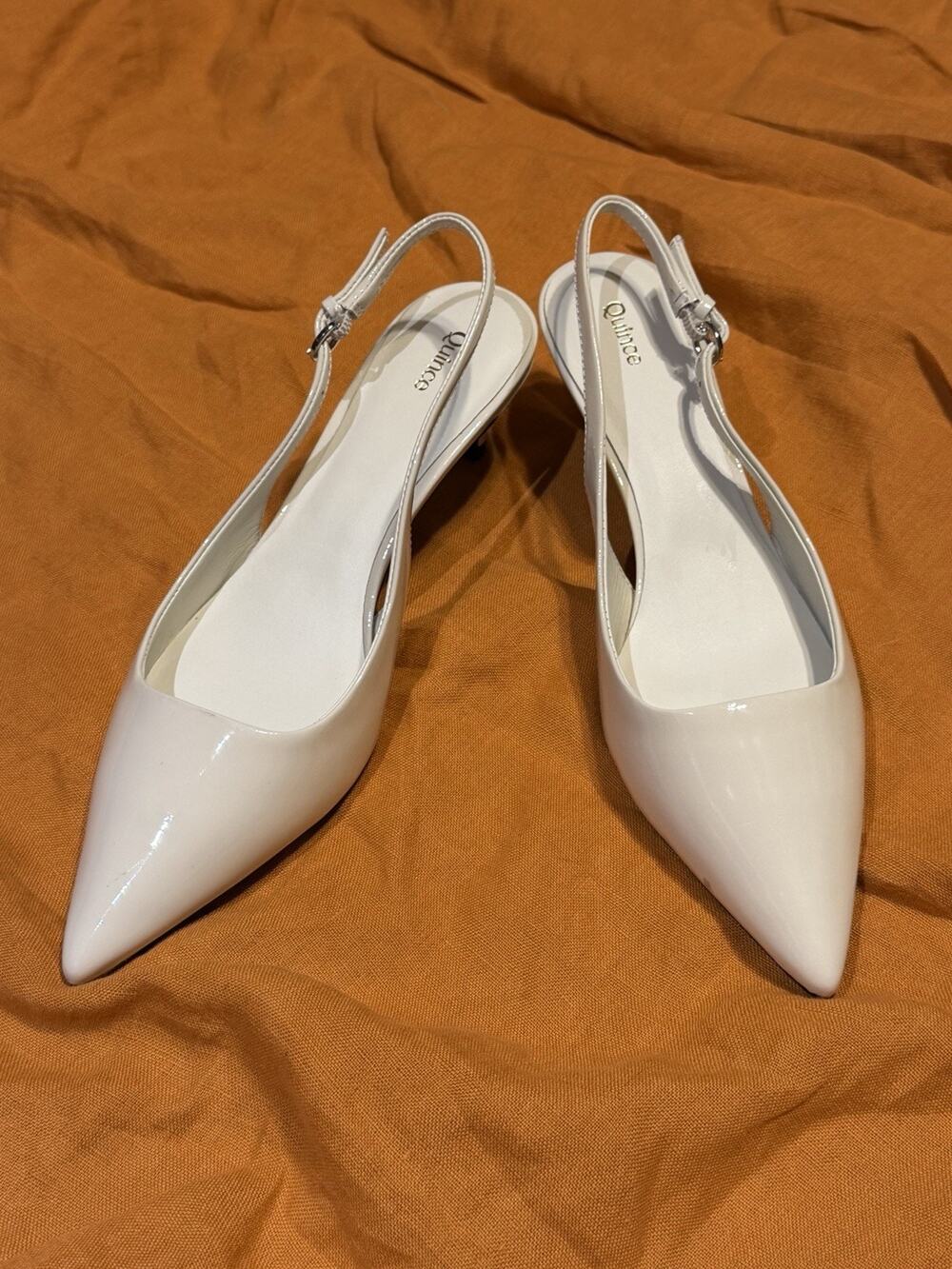 Quince Women’s White Bone Italian Leather Slingback 75mm Heel Sz 7.5 Bach Bride